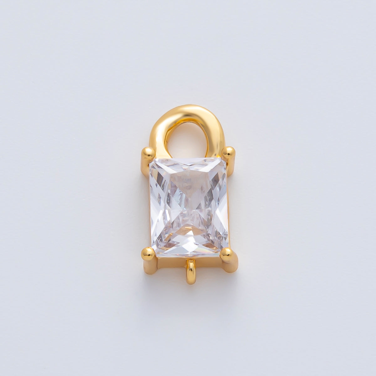 18K Gold Filled 11mm Clear CZ Baguette Curb Connector Finding | Z1448