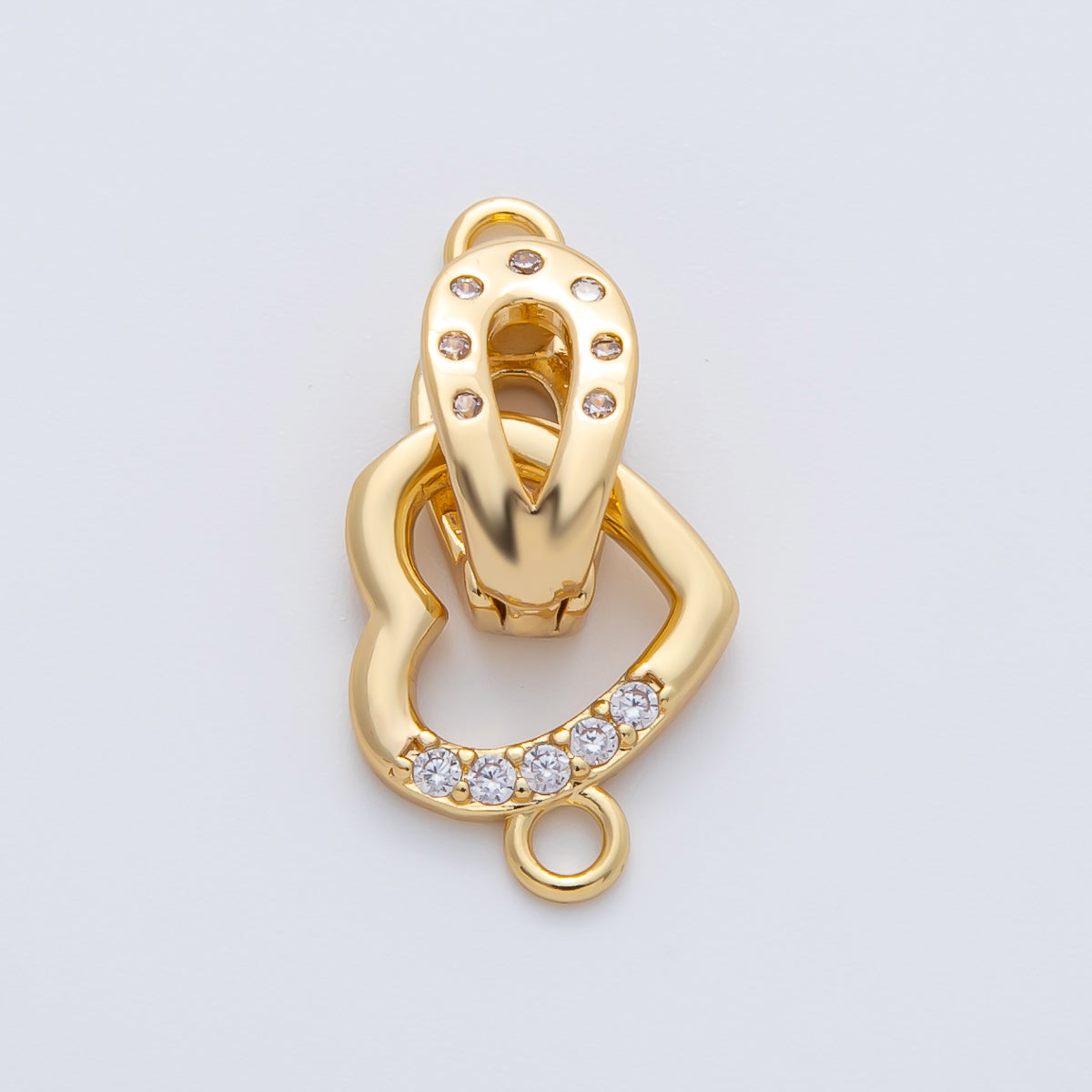 18K Gold Filled 18mm Micro Paved CZ Dainty Heart Open Loop Charm Finding | Z1457