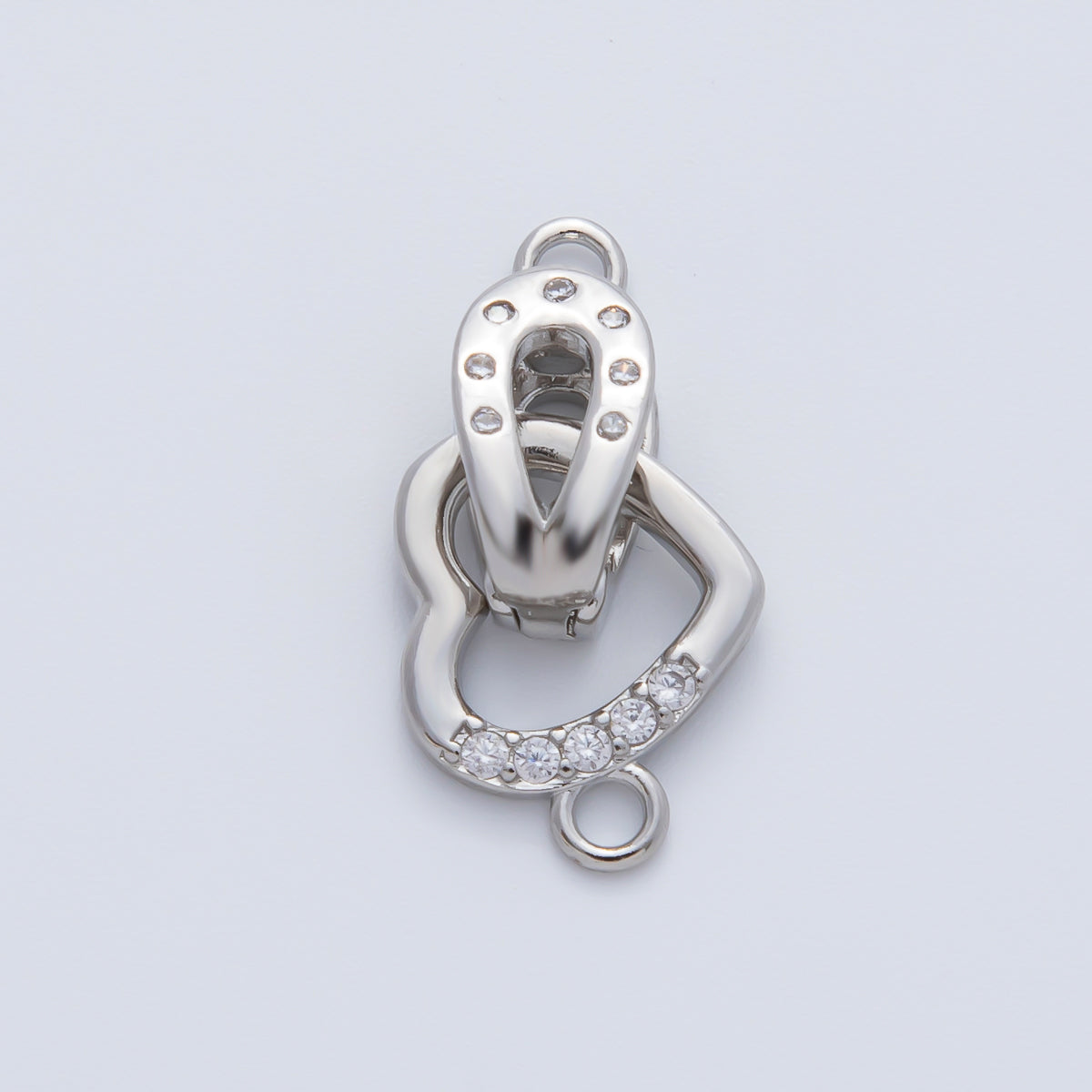 18K Gold Filled 18mm Micro Paved CZ Dainty Heart Open Loop Charm Finding | Z1457