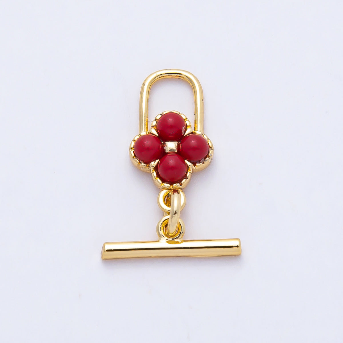 18K Gold Filled 17mm Red Clover Toggle Clasps OT Clasp Closure Findings | Z1460