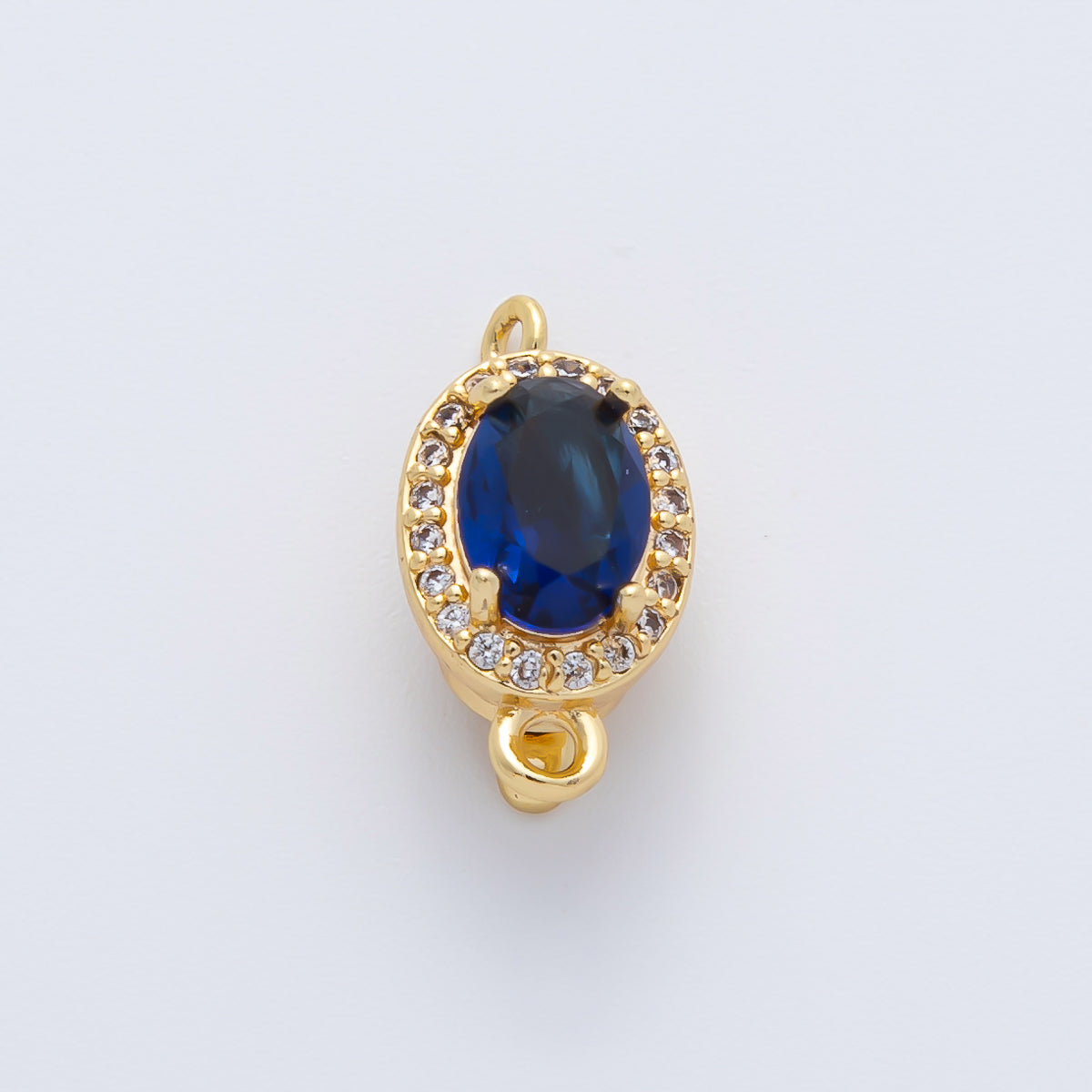 18K Gold Filled 16mm Royal Blue CZ Oval Box Clasps Closure Finding | Z1461