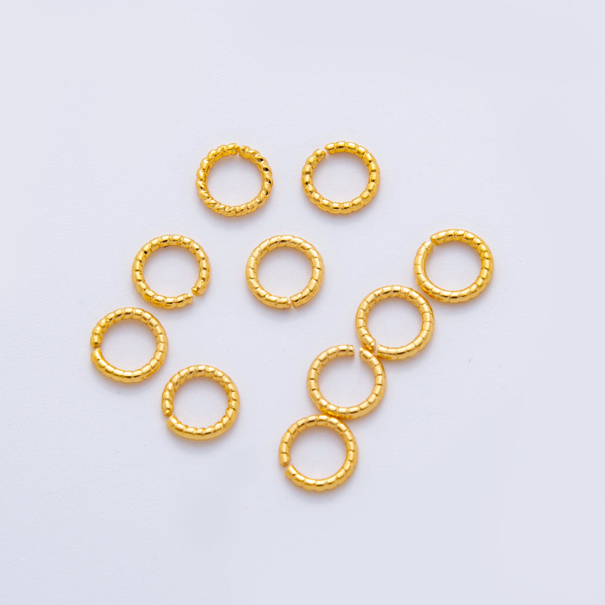 18K Gold Filled 6mm x 1mm Ribbed Croissant Jump Ring Findings by Set | Z1598