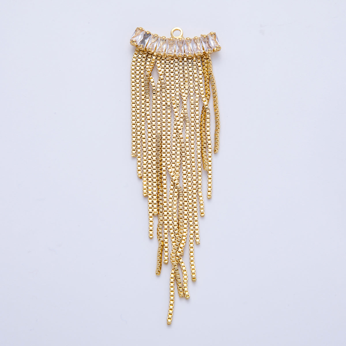 18K Gold Filled 75mm Clear Marquise CZ Box Chain Tassel Finding Fringe Jewelry | Z1646