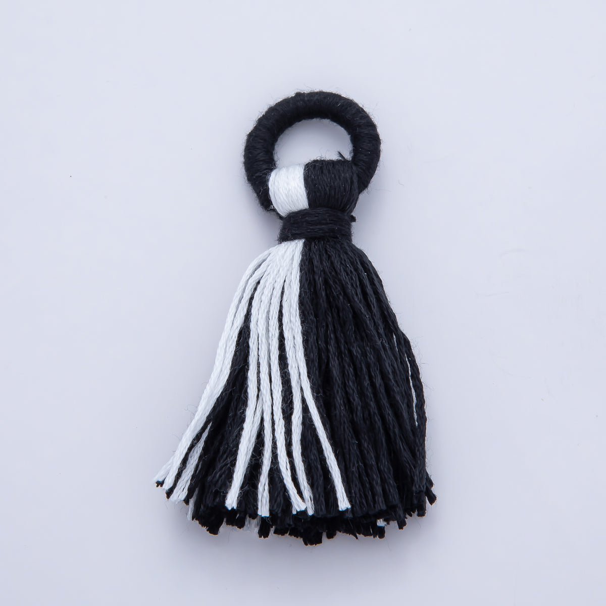 74mm Black & White Cotton Tassel Fringe Finding | Z1653