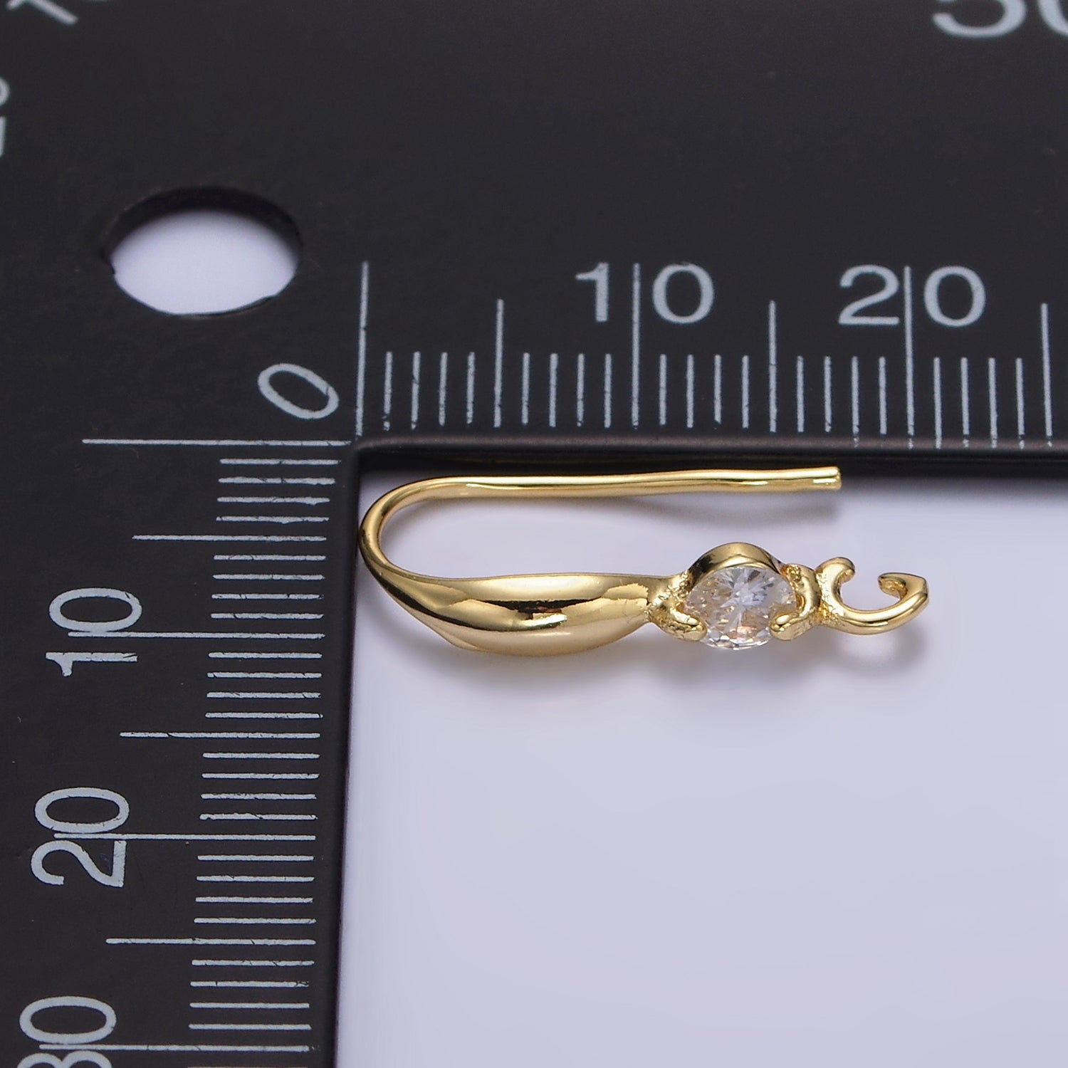 16K Gold Filled Clear CZ Open Loop French Hook Earrings | Z432 - DLUXCA