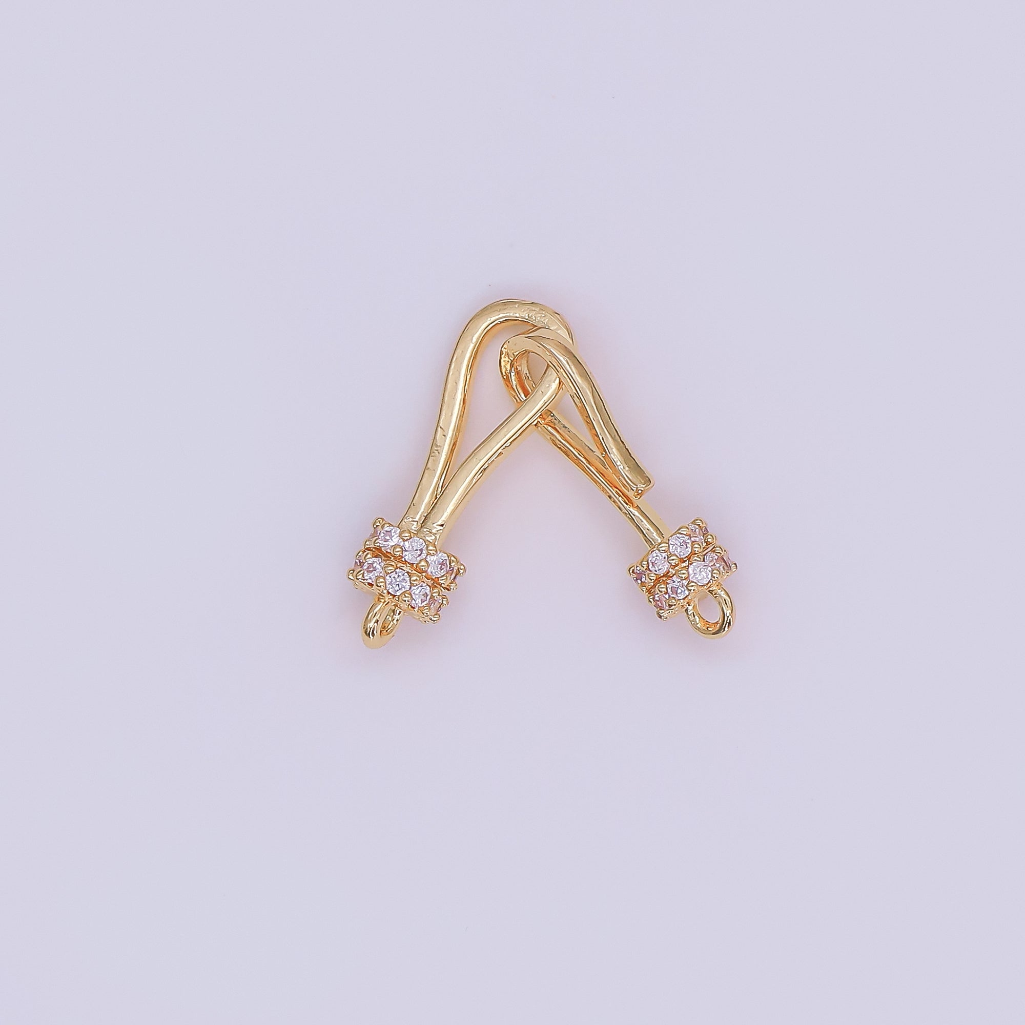 14K Gold Filled 30mm Hook Loop Micro Paved CZ Connector Jewelry Findings Supply | Z660