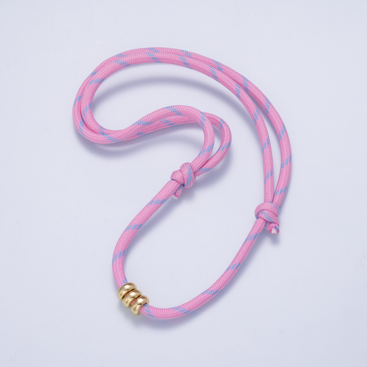HANDMADE Summer Cotton Cord Paracord Rondelle Bead Bubble Gum Knot Adjustable Necklace