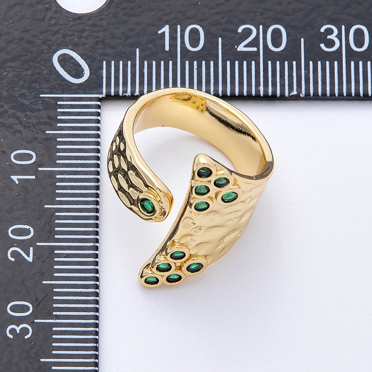 AimVogue 14K Gold Filled Round CZ Hammered Wrap Ring | O1320 Rings - 00025 - DLUXCA