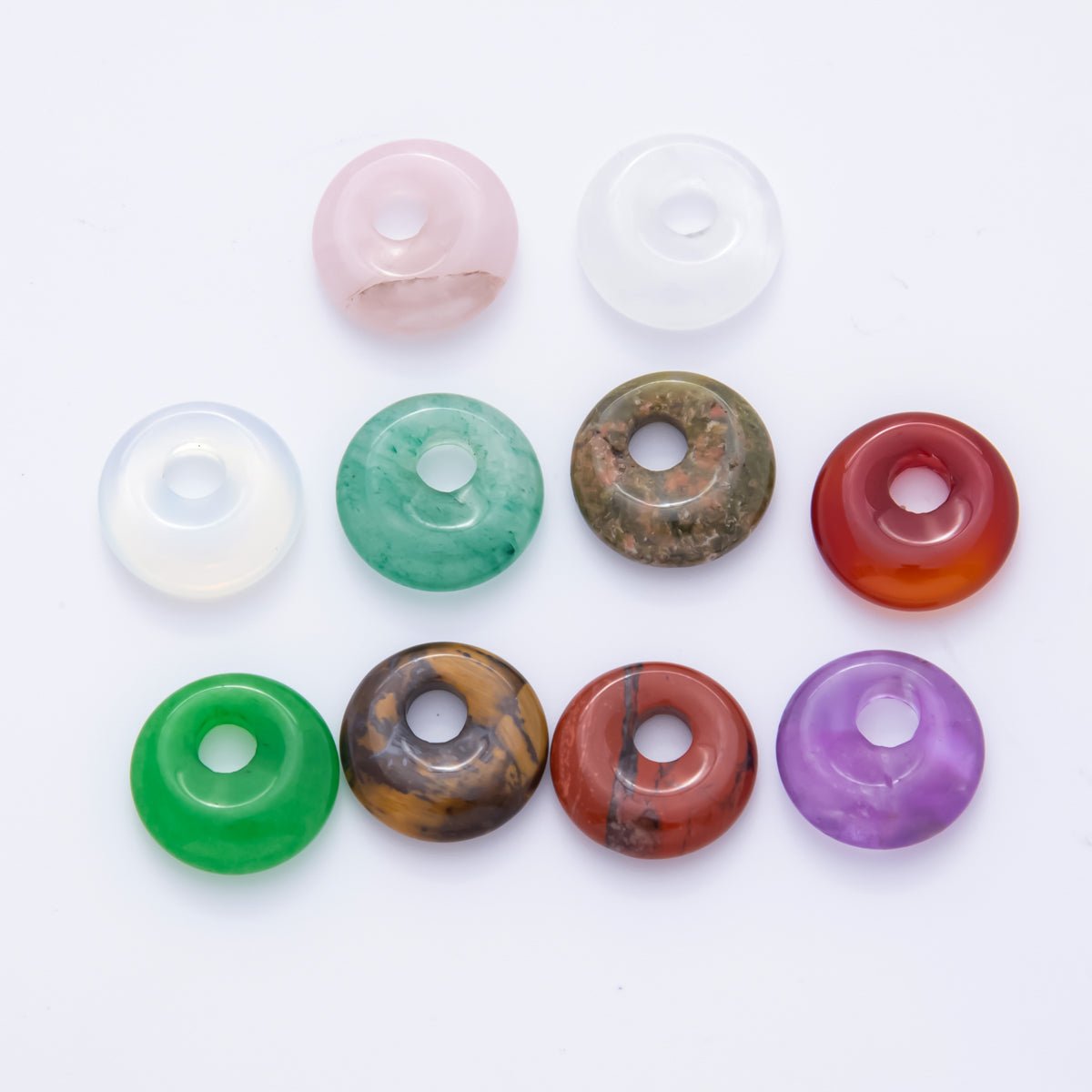 Amethyst, Carnelian, Quartz Donut Rondelle Stone Spacer Beads | ZA1222 - ZA1226 - DLUXCA