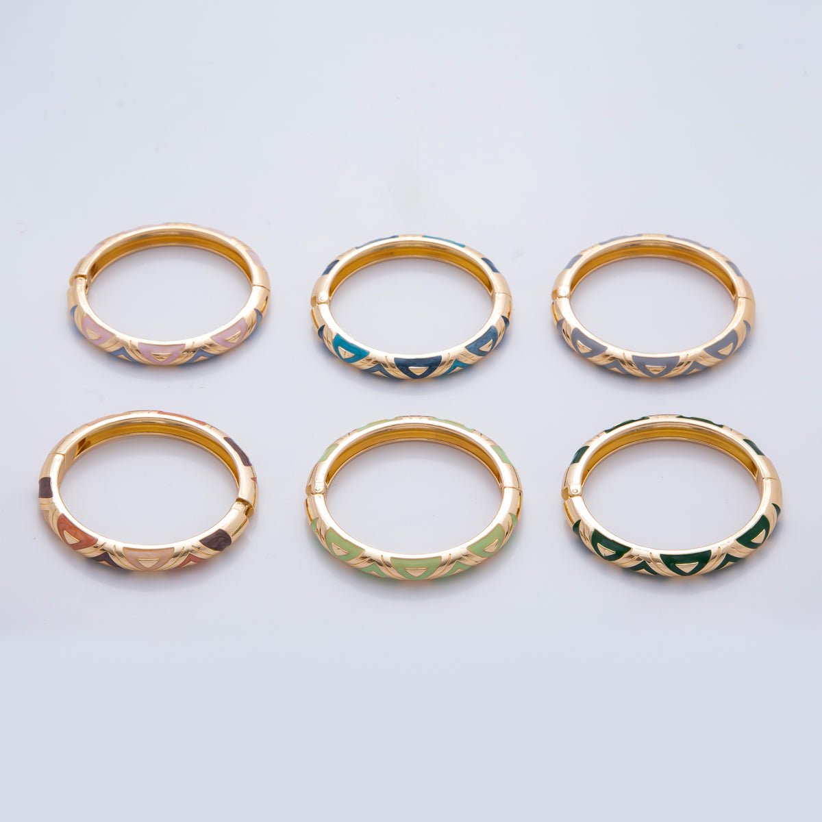 Big Gold Filled Pastel Enamel Tribal Bangle Bracelet | WAA3338 WAA3339 WAA3340 WAA3351 WAA3352 WAA3353 - DLUXCA