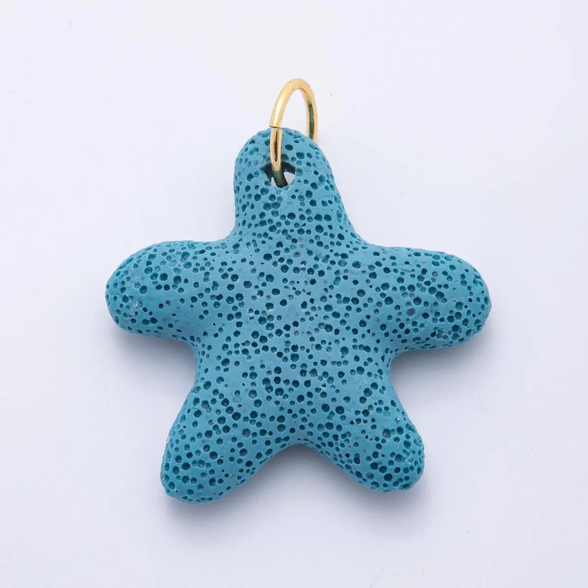 Big Lava Stone Starfish Charm in White and Blue | C - 00722 - DLUXCA