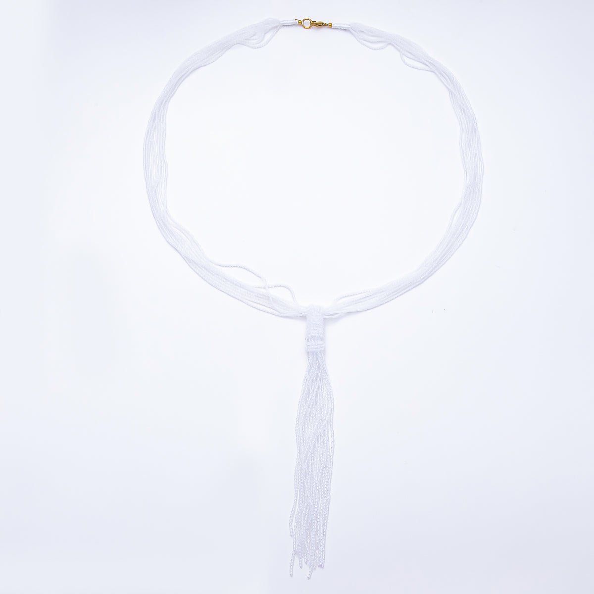 Black, Green, Blue, Grey, White Boho Multi Layer Fringe Knot Lariat Multifaceted Crystal Gemstone Chain 30 Inch Necklace | WA-01096 ~ WA-01142 - DLUXCA