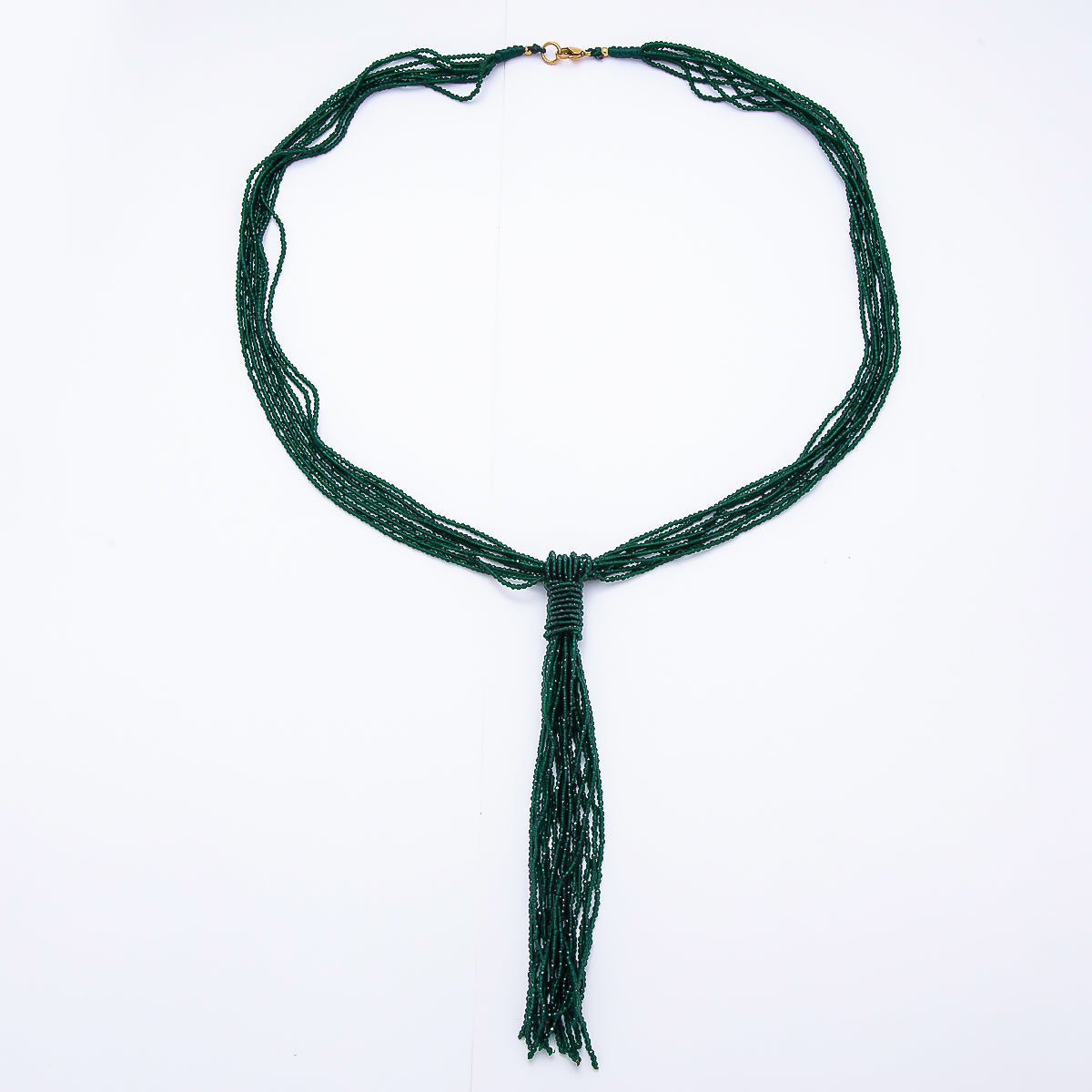 Black, Green, Blue, Grey, White Boho Multi Layer Fringe Knot Lariat Multifaceted Crystal Gemstone Chain 30 Inch Necklace | WA-01096 ~ WA-01142 - DLUXCA