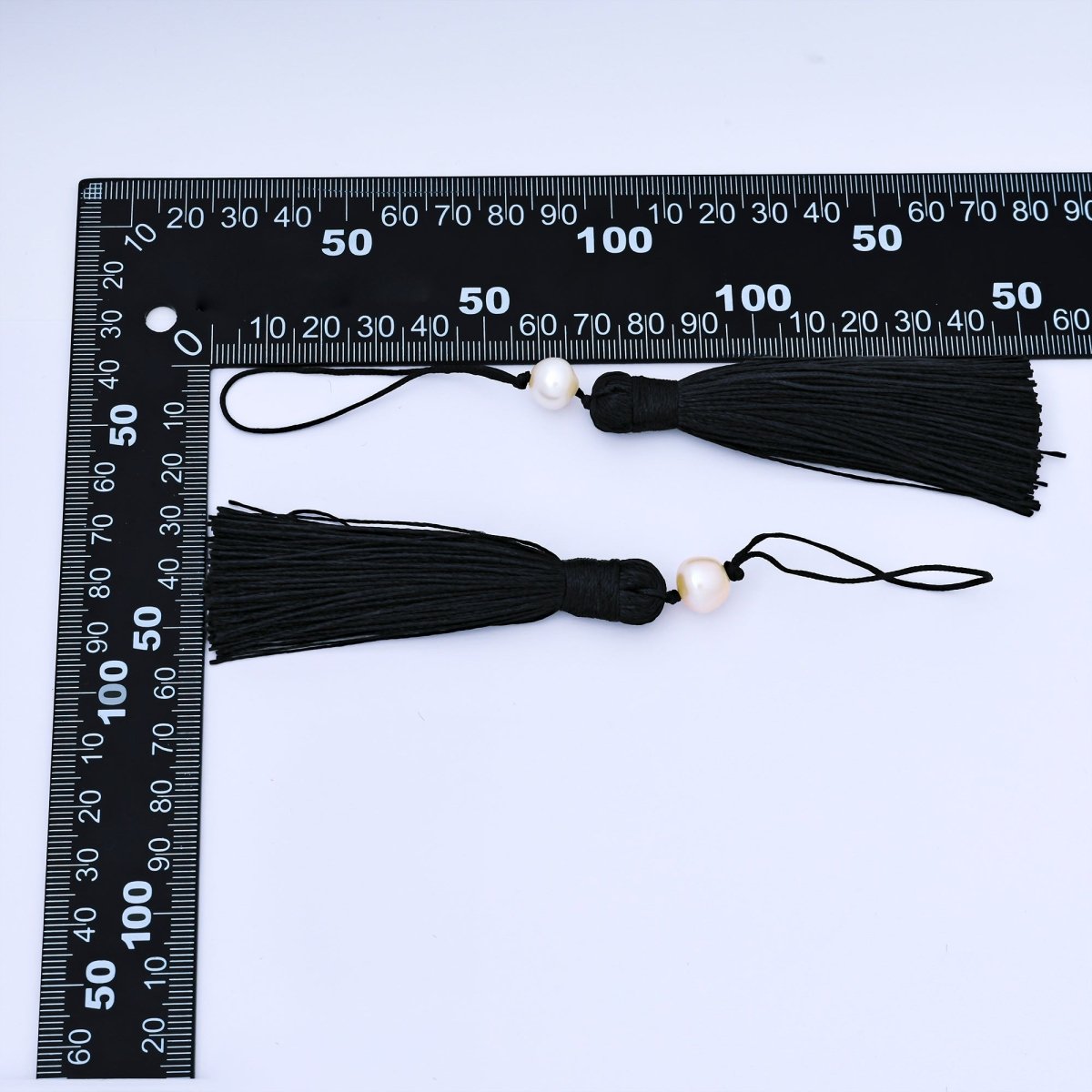 Black Silk Tassel with Pearl Accent Decorative Pendant for Fringe Jewelry Accessories Z1501 - DLUXCA