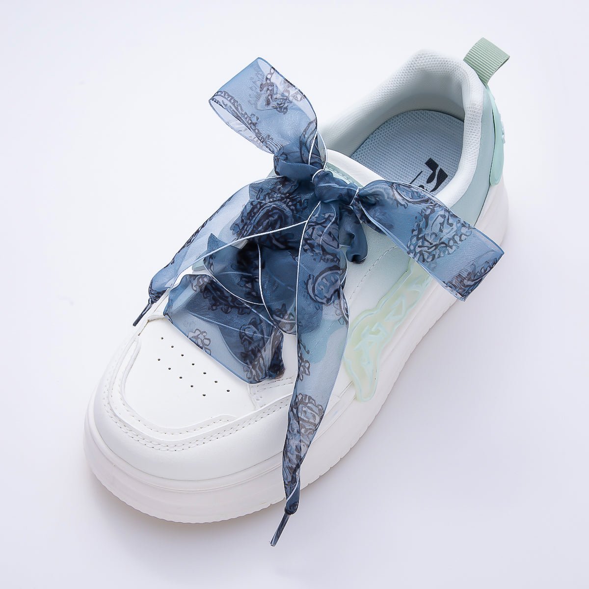 Blue, Green Organza Paisley 55 Inch Sheer Chiffon Ribbon Fabric Shoelace Accessories | WB-00352 - WB-00353 - DLUXCA
