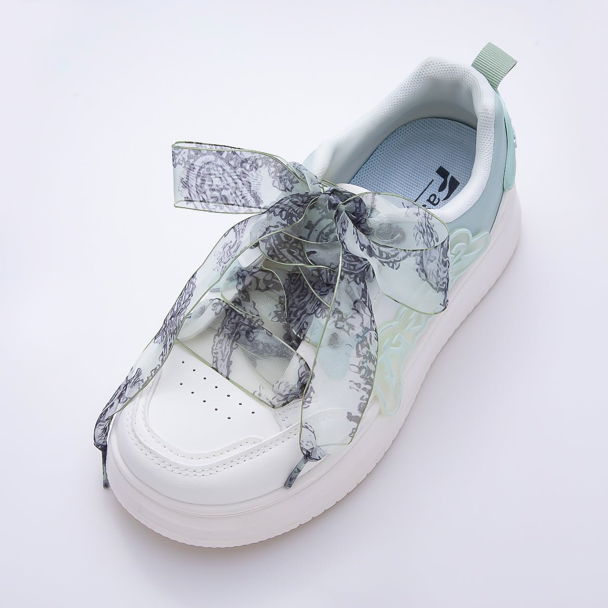Blue, Green Organza Paisley 55 Inch Sheer Chiffon Ribbon Fabric Shoelace Accessories | WB-00352 - WB-00353 - DLUXCA