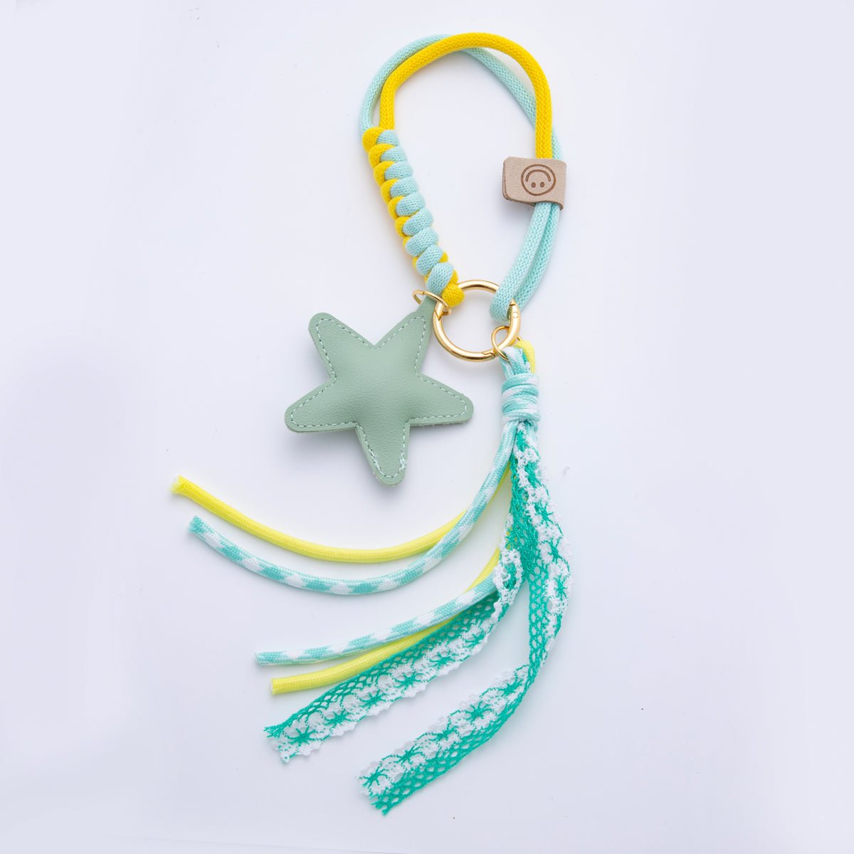 Blue Leather Shooting Star Keychain Handmade Bag Charm Cute Leather Tassel Purse Accessory WB - 00106 - DLUXCA