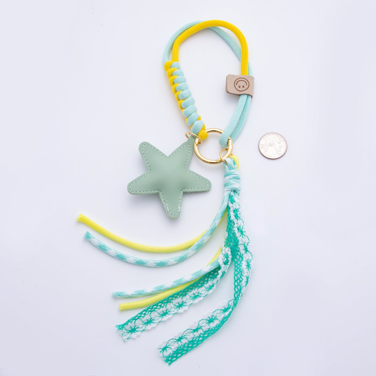 Blue Leather Shooting Star Keychain Handmade Bag Charm Cute Leather Tassel Purse Accessory WB - 00106 - DLUXCA
