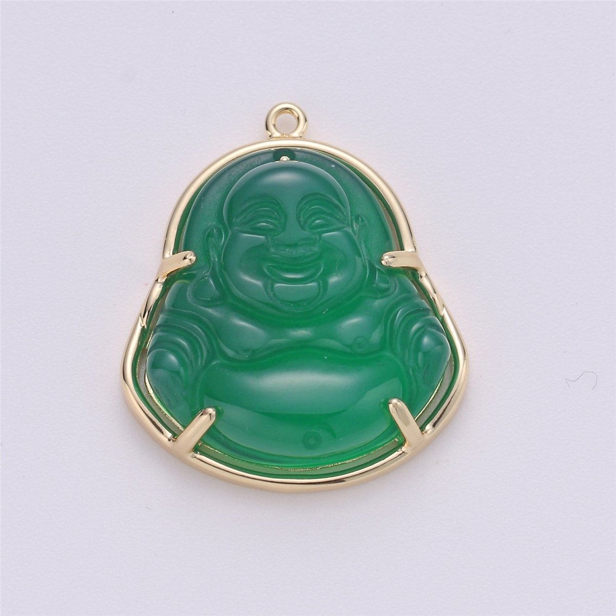 Blue Purple Red Pink Jade Buddha Pendant 18k Gold Filled Bezel - DLUXCA