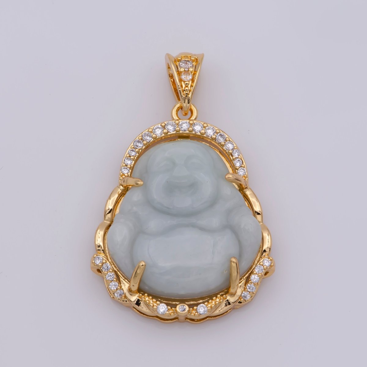 Blue Purple Red Pink Jade Buddha Pendant 18k Gold Filled Bezel - DLUXCA