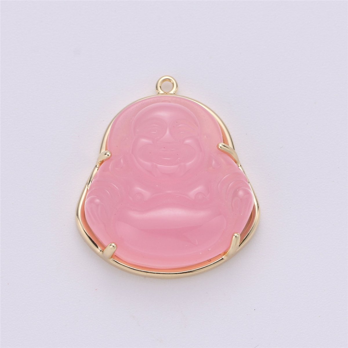 Blue Purple Red Pink Jade Buddha Pendant 18k Gold Filled Bezel - DLUXCA