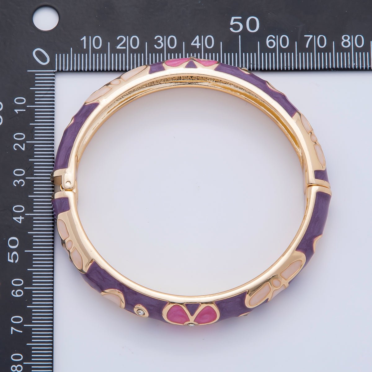 Bold Gold Filled Enamel Daisy Flower Round Bangle Bracelet | WA3371 - WA3378 - DLUXCA