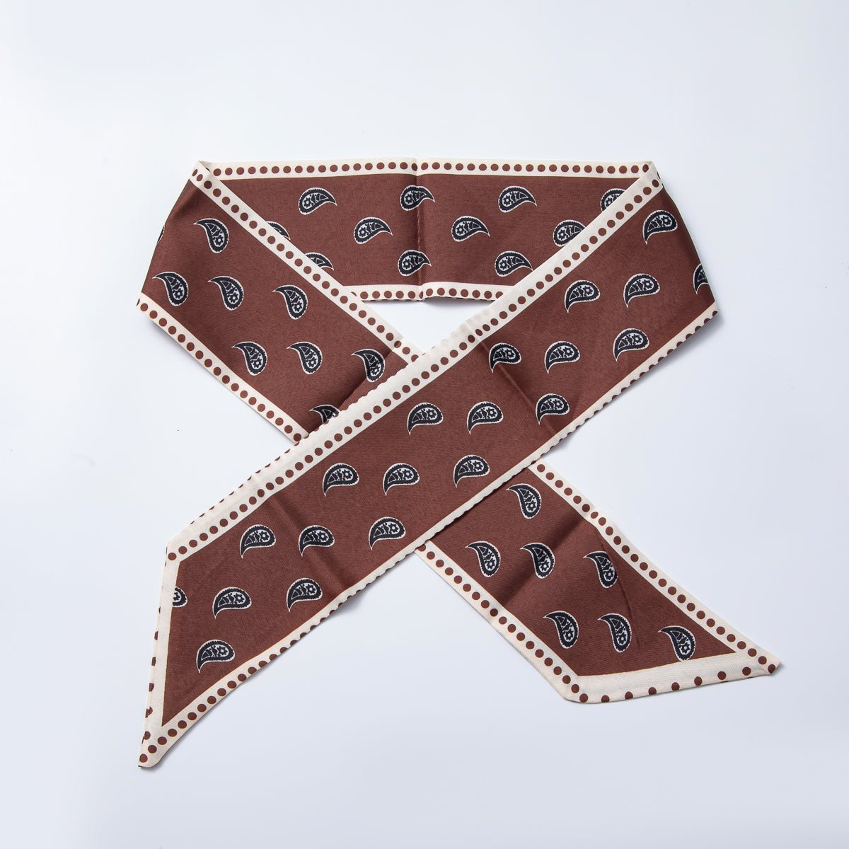 Brown Stripped, Flower, Mosh Green Soft Faux Silk Bandana Scarf Necklace | WA - 1588 - DLUXCA