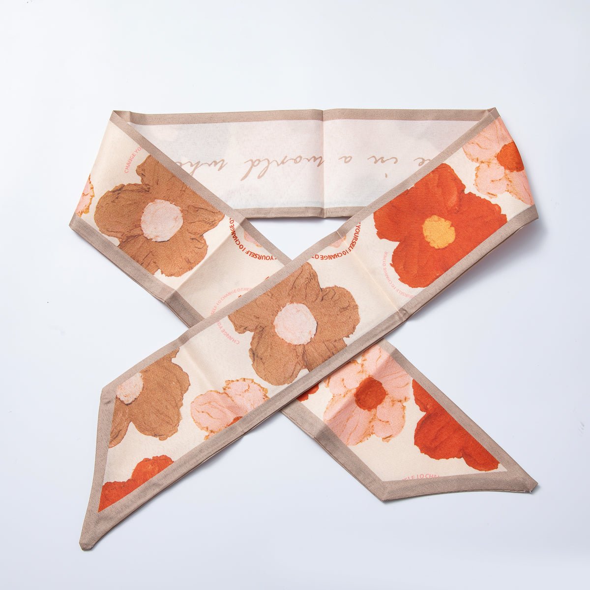 Brown Stripped, Flower, Mosh Green Soft Faux Silk Bandana Scarf Necklace | WA - 1588 - DLUXCA