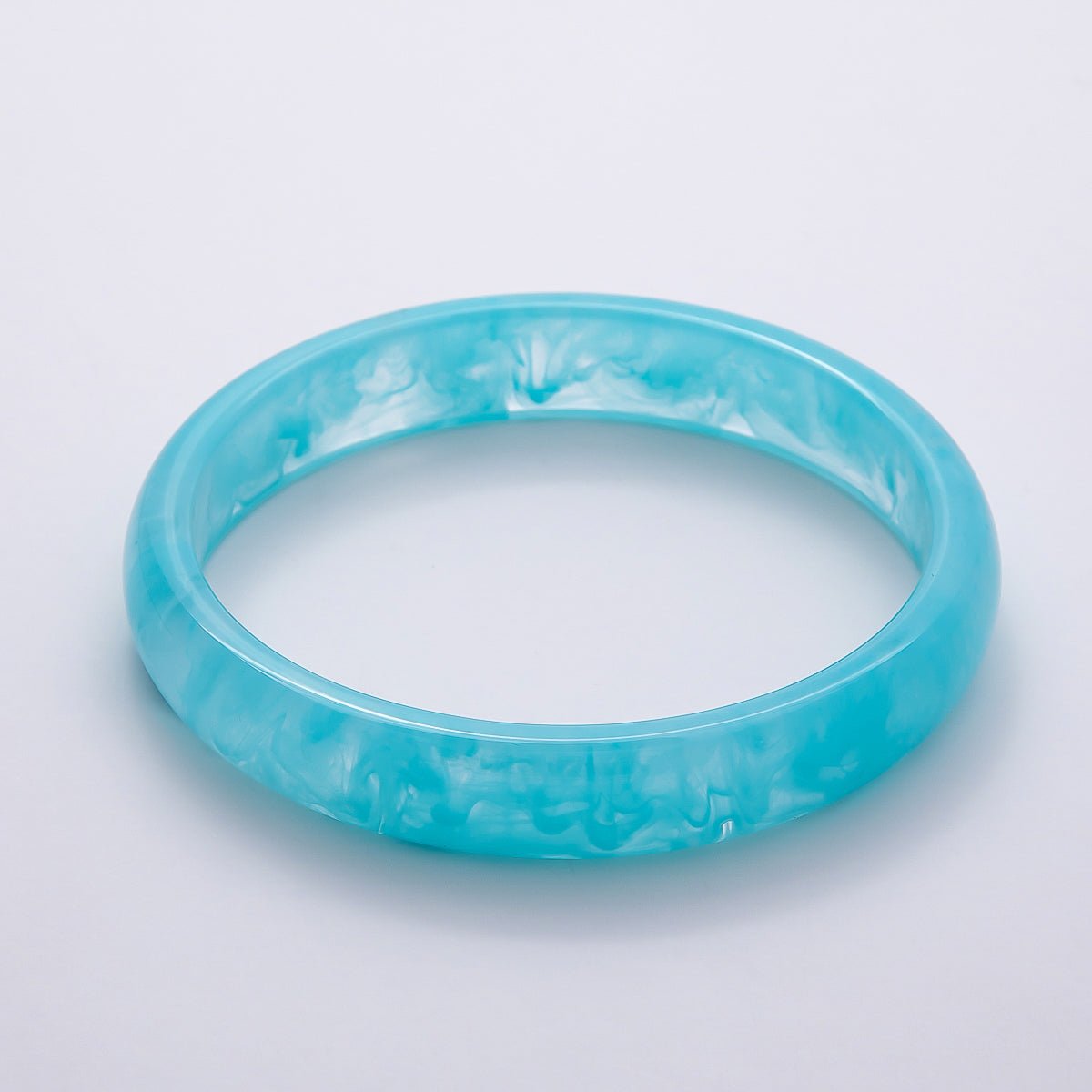 Brown, White, Red, Cream, Blue, Pink, Green, Teal Marble Thin Acrylic Resin Bangle Bracelet | WA - 04423 ~ WA - 04430 - DLUXCA