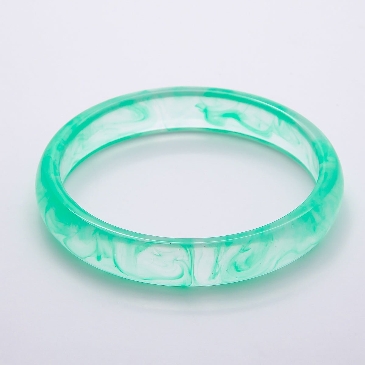 Brown, White, Red, Cream, Blue, Pink, Green, Teal Marble Thin Acrylic Resin Bangle Bracelet | WA - 04423 ~ WA - 04430 - DLUXCA