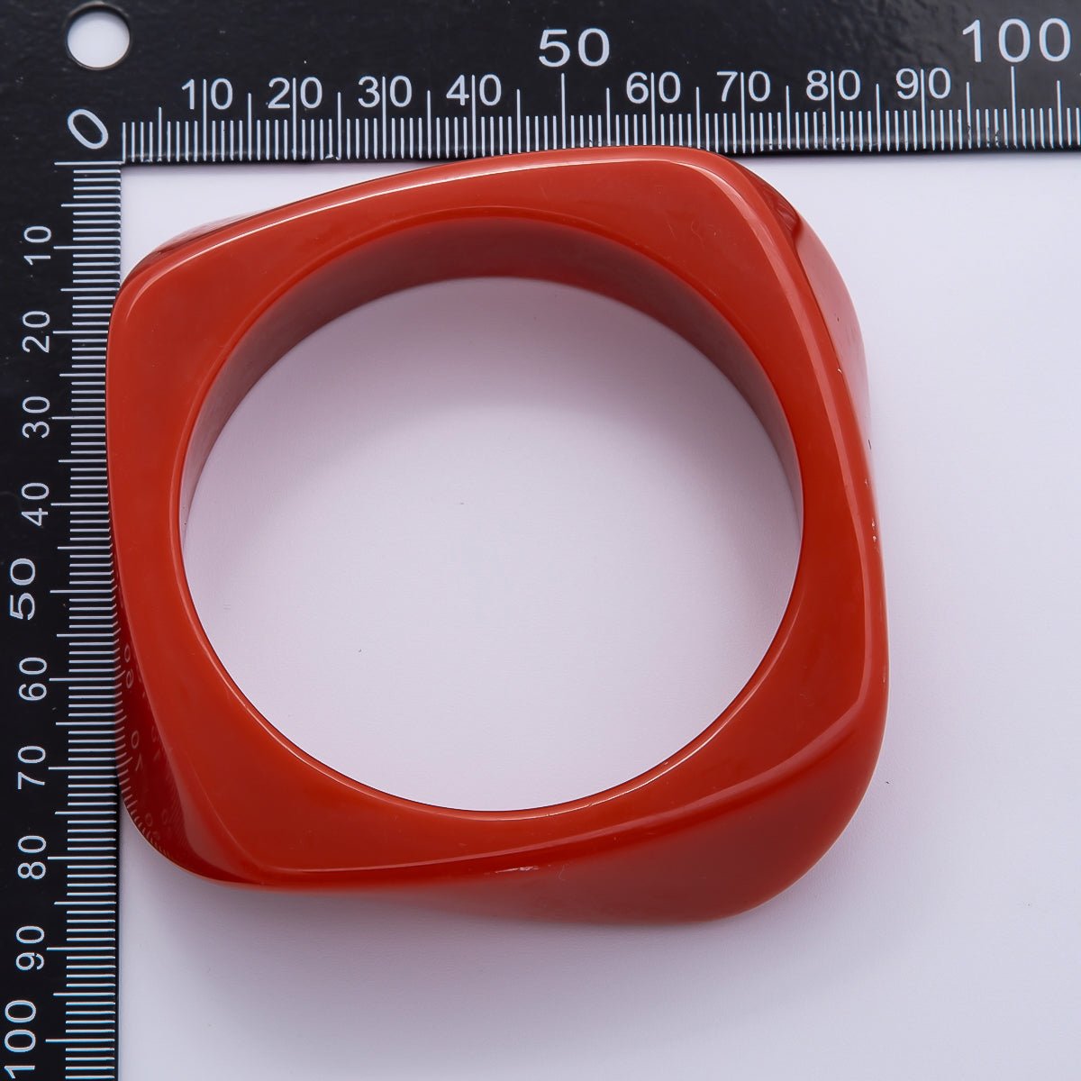 Brown, White, Red, Orange, Blue, Pink, Green, Teal Round Square Wide Acrylic Resin Bangle Bracelet | WA - 04388 ~ WA - 04438 - DLUXCA
