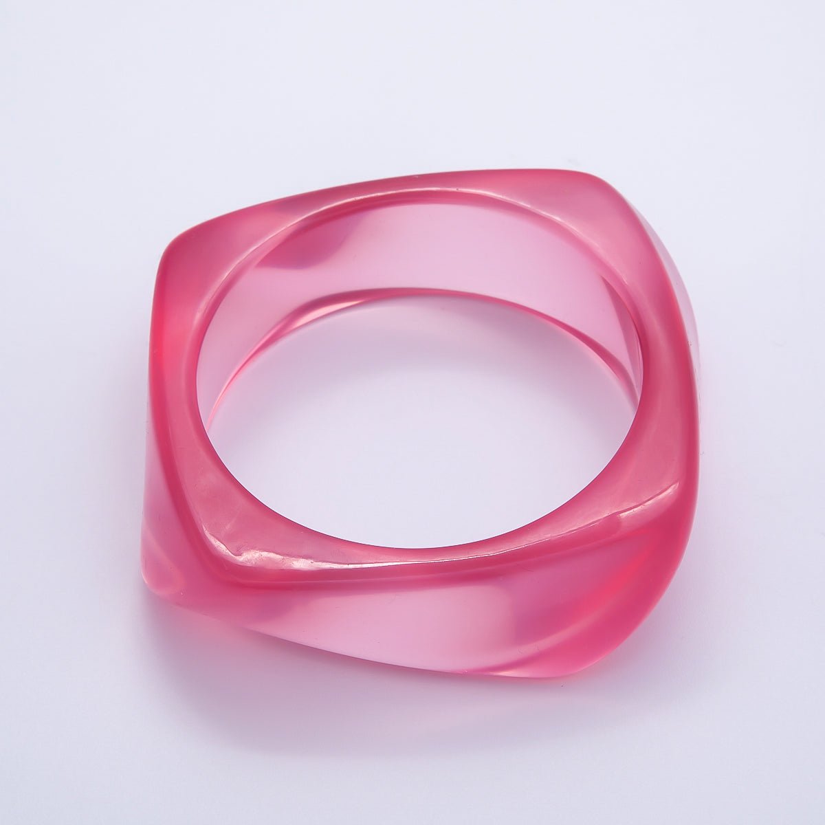 Brown, White, Red, Orange, Blue, Pink, Green, Teal Round Square Wide Acrylic Resin Bangle Bracelet | WA - 04388 ~ WA - 04438 - DLUXCA