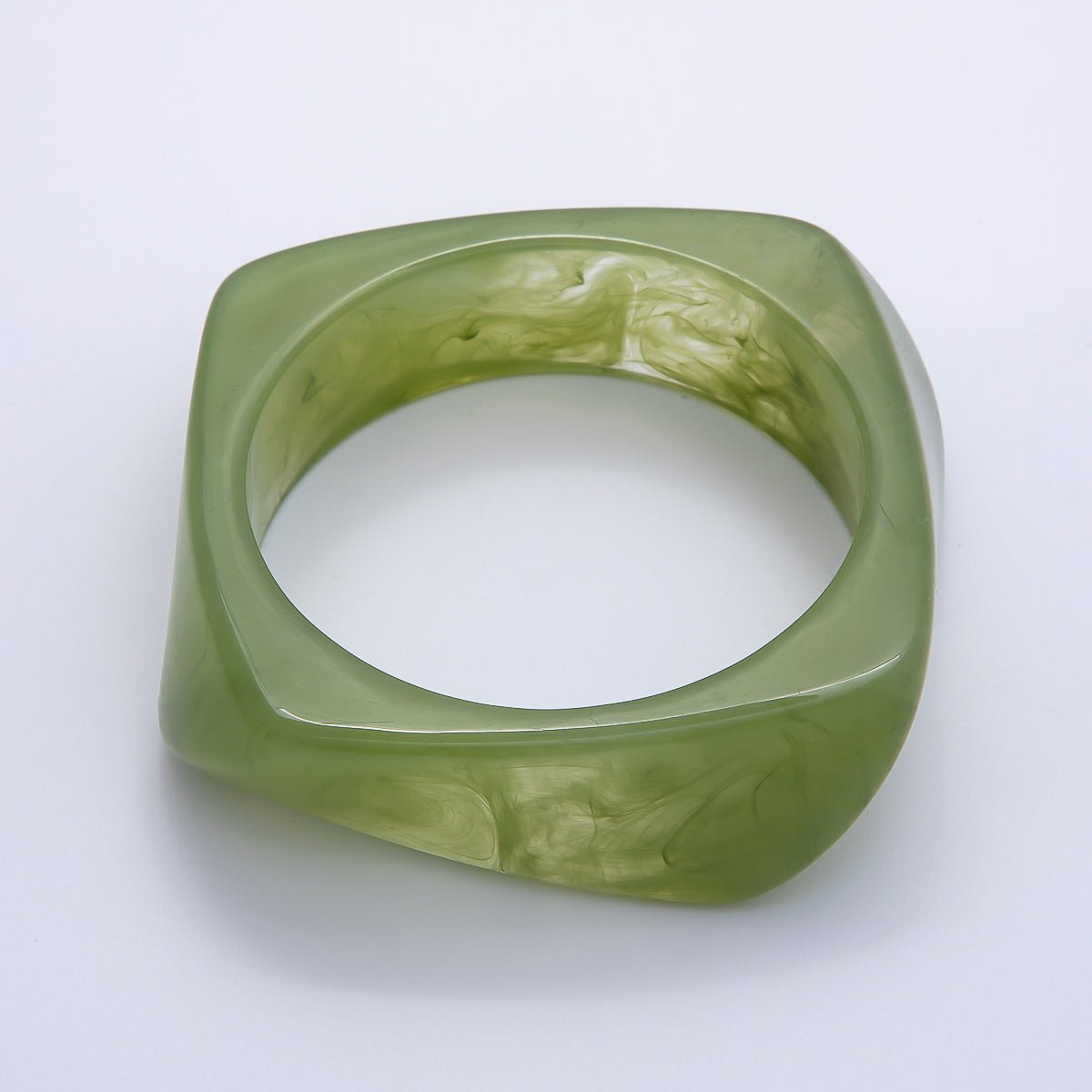 Brown, White, Red, Orange, Blue, Pink, Green, Teal Round Square Wide Acrylic Resin Bangle Bracelet | WA - 04388 ~ WA - 04438 - DLUXCA