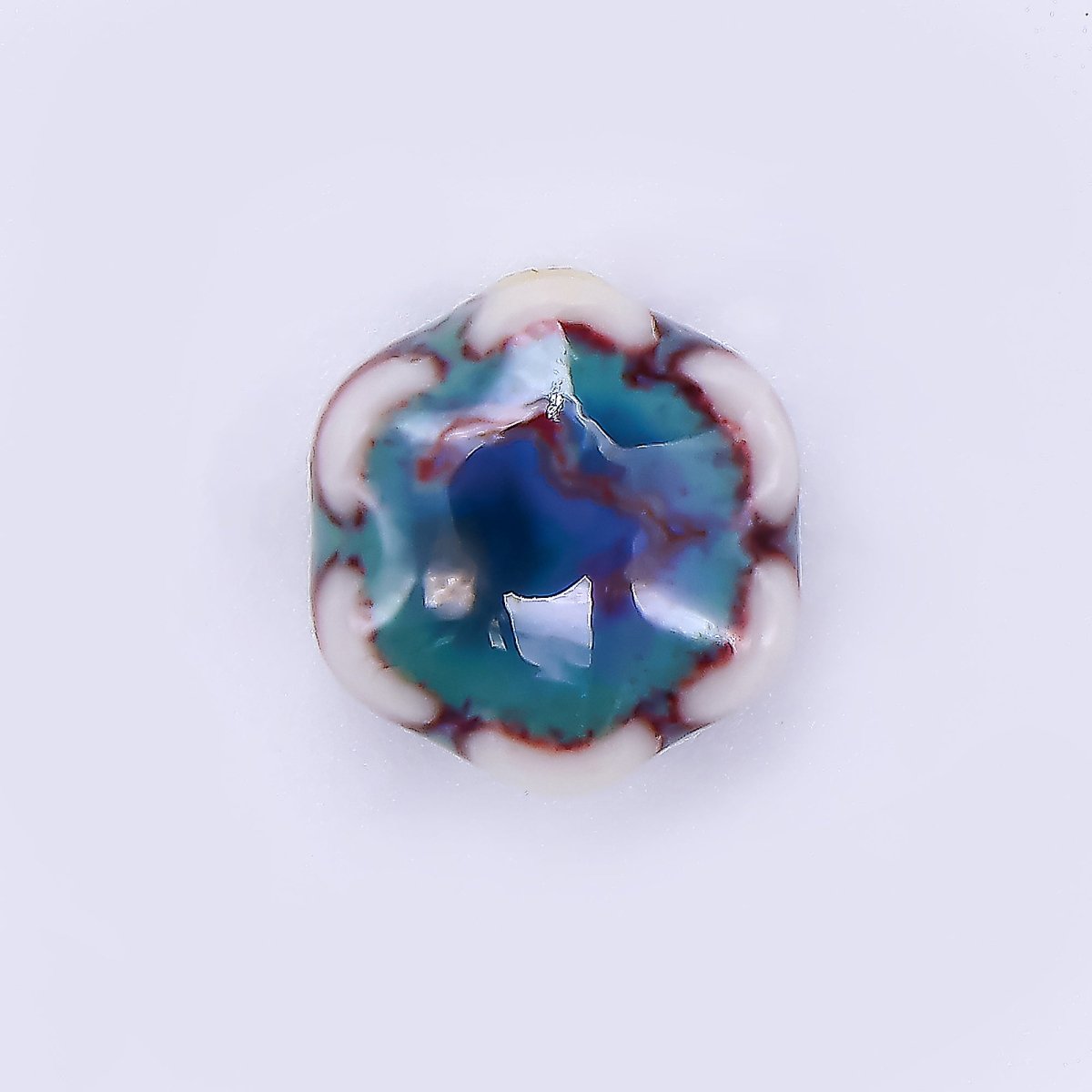 Ceramic Art Colorful 6 - Petals Blooming Flower Bead Spacer | B - 583 - B - 585, B - 598 - B - 600 - DLUXCA