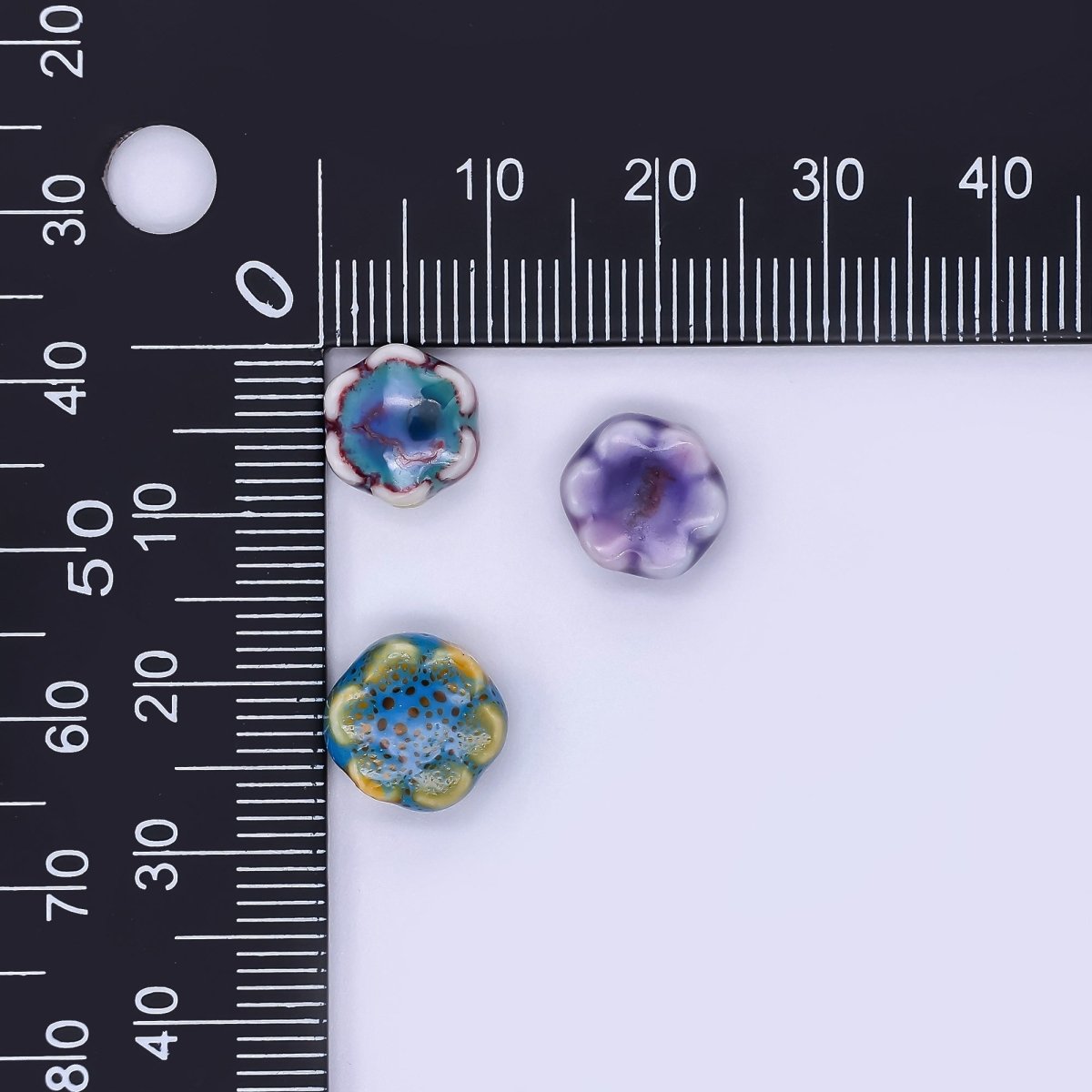 Ceramic Art Colorful 6 - Petals Blooming Flower Bead Spacer | B - 583 - B - 585, B - 598 - B - 600 - DLUXCA