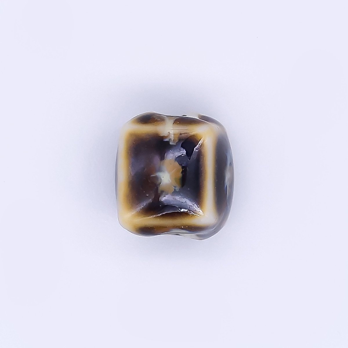 Ceramic Art Colorful Cushion Square Shaped Bead Spacer | B - 673 B - 675 B - 677 B - 678 B - 680 B - 681 B - 685 B - 686 - DLUXCA