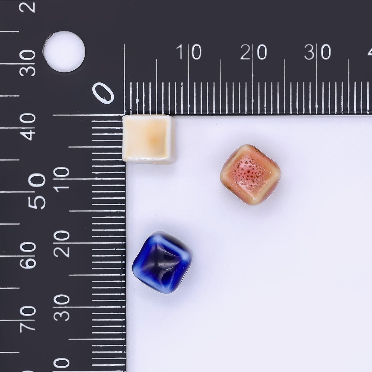 Ceramic Art Colorful Cushion Square Shaped Bead Spacer | B - 673 B - 675 B - 677 B - 678 B - 680 B - 681 B - 685 B - 686 - DLUXCA