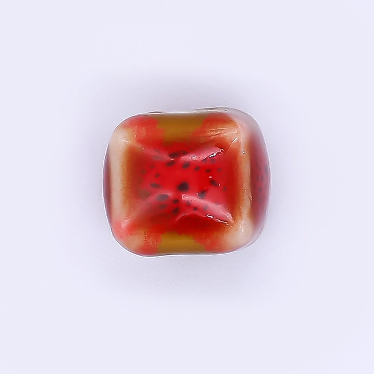 Ceramic Art Colorful Cushion Square Shaped Bead Spacer | B - 673 B - 675 B - 677 B - 678 B - 680 B - 681 B - 685 B - 686 - DLUXCA