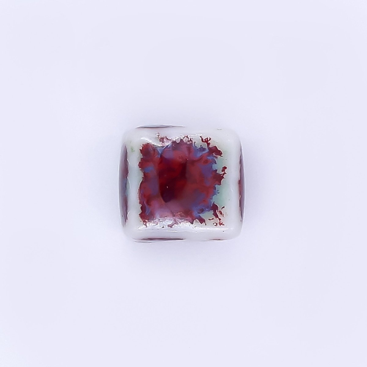 Ceramic Art Colorful Cushion Square Shaped Bead Spacer | B - 673 B - 675 B - 677 B - 678 B - 680 B - 681 B - 685 B - 686 - DLUXCA