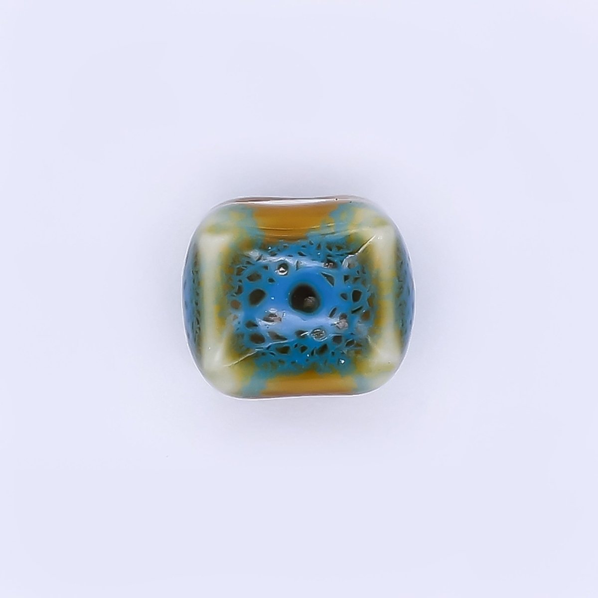 Ceramic Art Colorful Cushion Square Shaped Bead Spacer | B - 673 B - 675 B - 677 B - 678 B - 680 B - 681 B - 685 B - 686 - DLUXCA