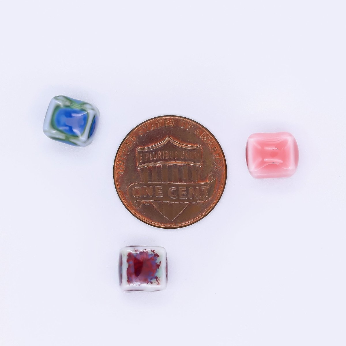 Ceramic Art Colorful Cushion Square Shaped Bead Spacer | B - 673 B - 675 B - 677 B - 678 B - 680 B - 681 B - 685 B - 686 - DLUXCA