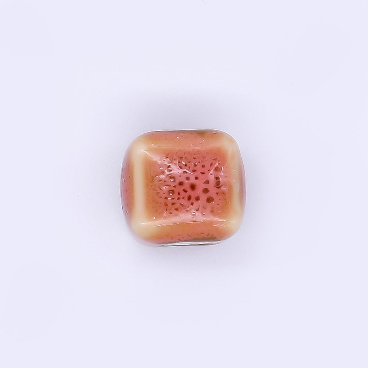 Ceramic Art Colorful Cushion Square Shaped Bead Spacer | B - 673 B - 675 B - 677 B - 678 B - 680 B - 681 B - 685 B - 686 - DLUXCA