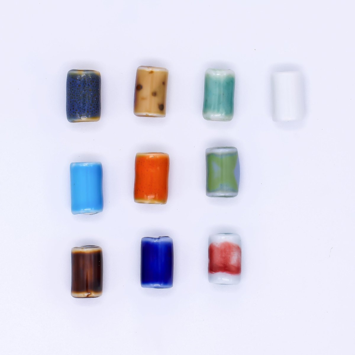 Ceramic Art Colorful Cylinder Bars Tube Bead Spacer | B - 648 - B - 651, B - 653 - DLUXCA