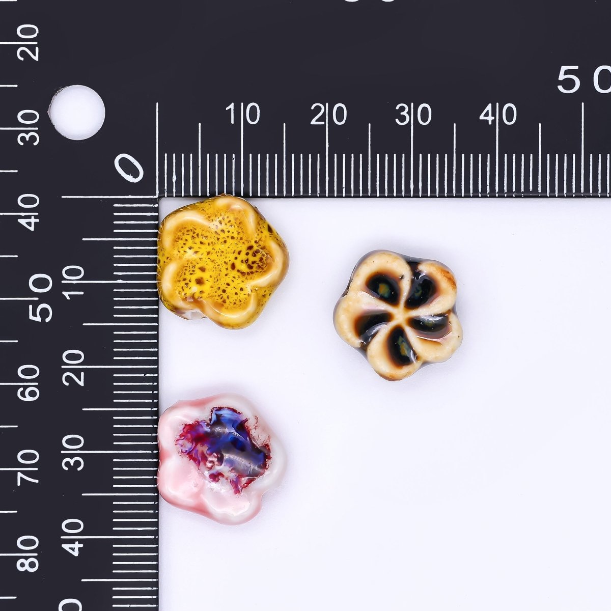 Ceramic Art Colorful Flourish Blooming Flower Bead Spacer | B - 751 B - 752, B - 757 - B762, B - 773 N - 774 - DLUXCA