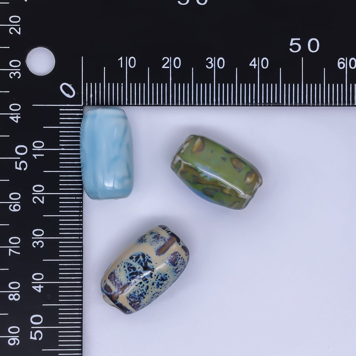 Ceramic Art Colorful Glazed Barrel Cylinders Bead Spacer | B - 878 - B - 880, B - 904 B - 907 B - 925 - DLUXCA