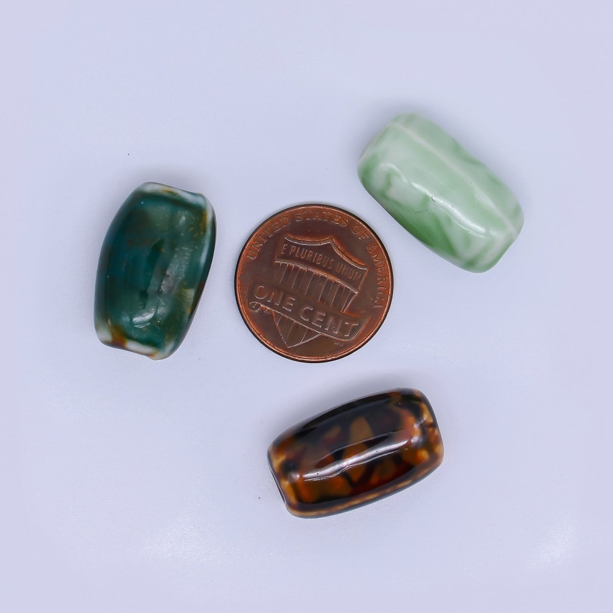 Ceramic Art Colorful Glazed Barrel Cylinders Bead Spacer | B - 878 - B - 880, B - 904 B - 907 B - 925 - DLUXCA