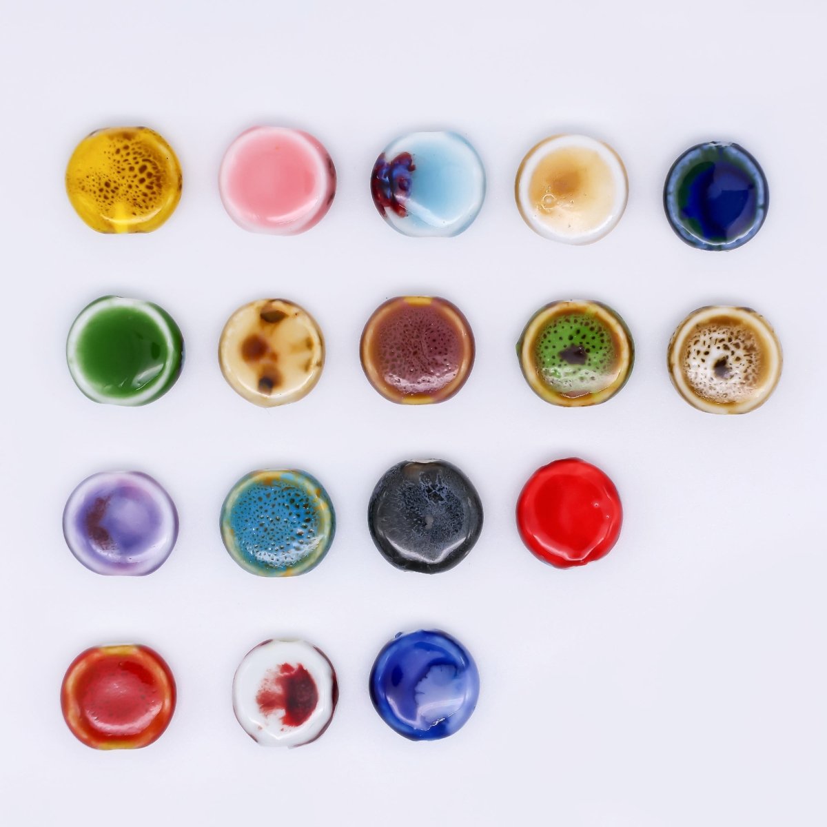 Ceramic Art Colorful Glazed Round Pebbles Bead Spacer | B - 035 B - 043 B - 047 B - 066 B - 086 B - 093 B - 113 B - 126 B - 152 - DLUXCA