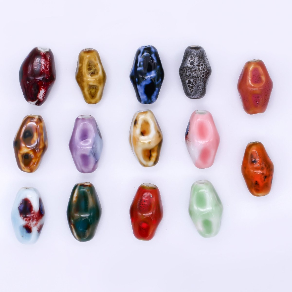 Ceramic Art Colorful Lava Pods Bead Spacer | B - 166 B - 202 B - 218 B - 270 B - 272 B - 290 B - 303 - DLUXCA