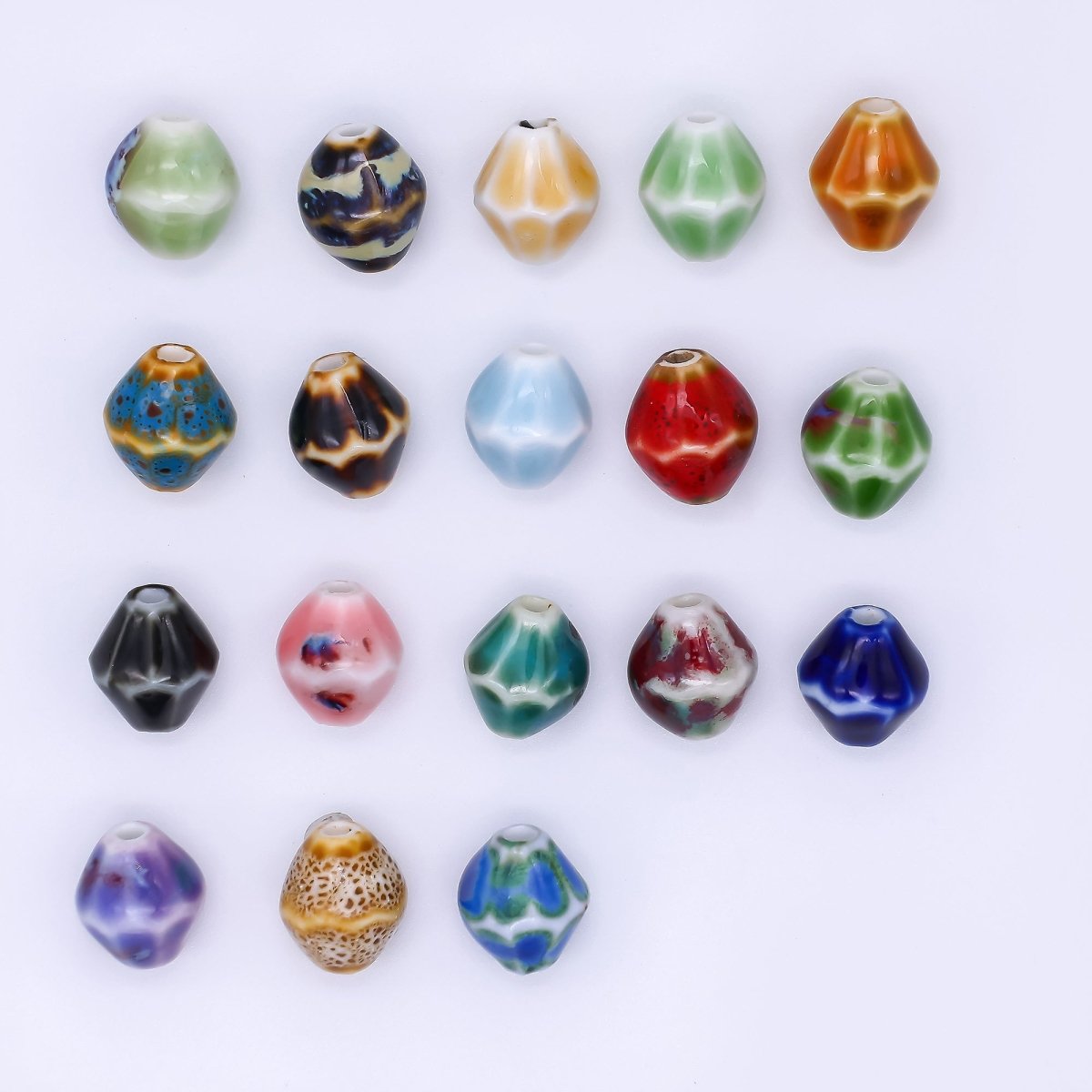 Ceramic Art Colorful Mossy Pod - Shaped Bead Spacer | B - 689 B - 691 B - 692 B - 694, B - 696 - B - 700 - DLUXCA