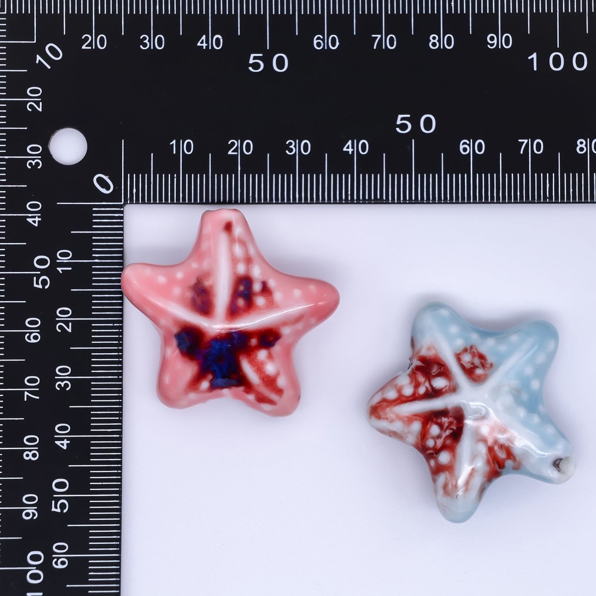 Ceramic Art Colorful Ocean Starfish Bead Spacer | B - 025 B - 026, B - 621 - B - 233, B - 625 - DLUXCA